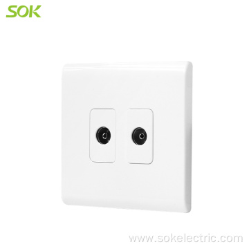 2Gang TV Socket Outlets White electrical TV socekts